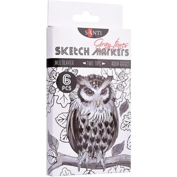 

Набор маркеров Santi sketch Gray tones, 6 шт./уп. (390544)