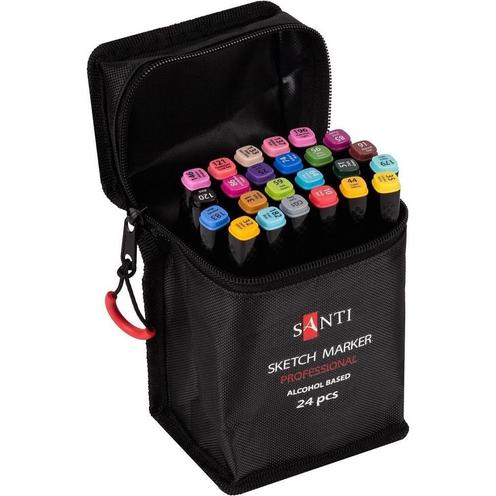 Набір маркерів Santi, спиртові, у сумці, 24 шт (390777)фото1