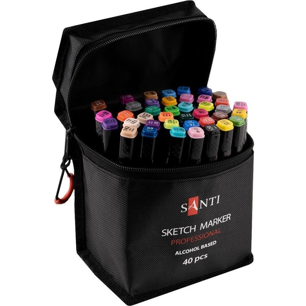 Набір маркерів Santi, спиртові, у сумці, 40 шт (390778)фото1