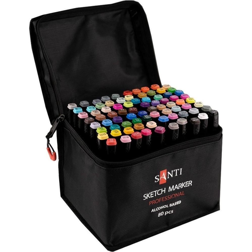 Набір маркерів Santi, спиртові, у сумці, 80 шт (390780)фото1