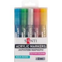 Набор маркеров акриловых Santi Glitter, 5 шт/уп (391029)