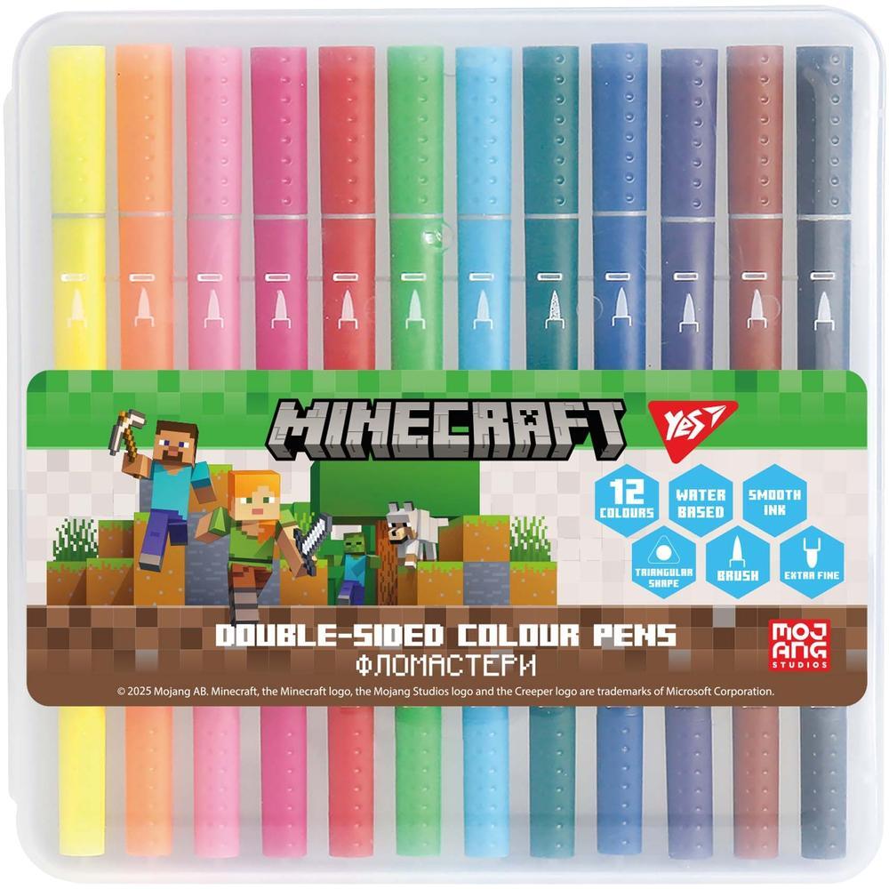 Фломастери двосторонні Yes 12 кольорів Minecraft (650574)фото1