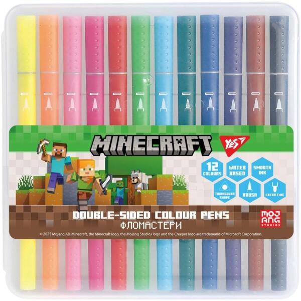 

Фломастеры двусторонние Yes 12 цветов Minecraft (650574)