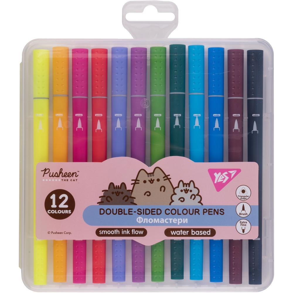Фломастери двосторонні Yes 12 кольорів Pusheen (650573)фото1
