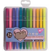 Фломастери двосторонні Yes 24 кольори Pusheen (650576)