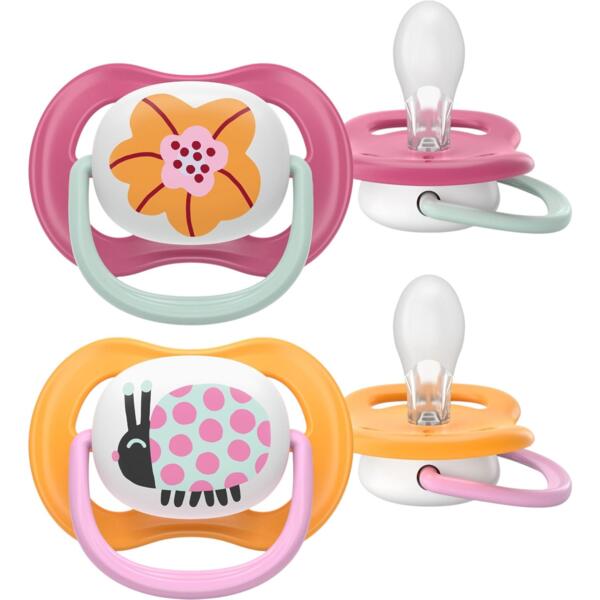 

Пустышка Philips Avent Ultra Air, 6-18 мес., 2 шт., для девочек (SCF080/27)