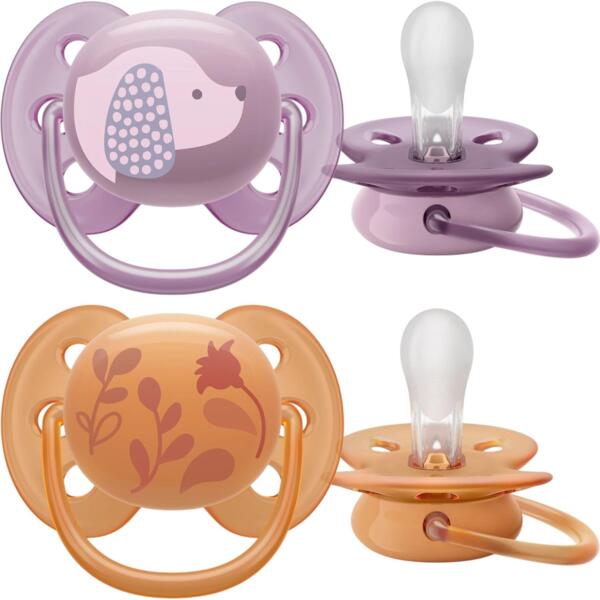

Пустышка Philips Avent Ultra Soft, 6-18 мес., для девочек, 2 шт. (SCF091/18)