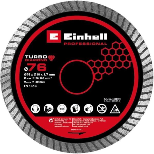 

Диск алмазный отрезной Einhell TP-CO 18/76-C Li BL 76х10мм, (4440470)