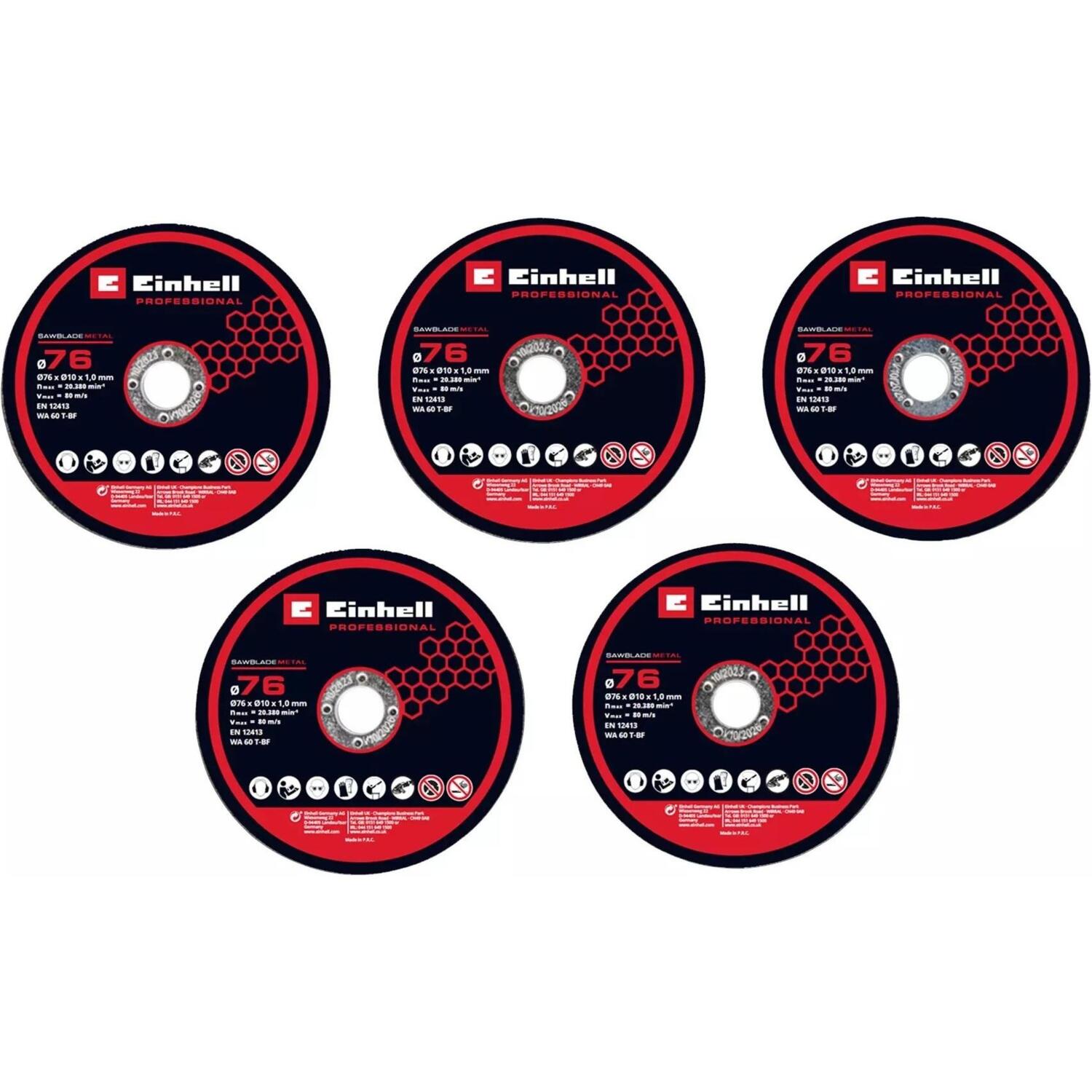 Набор отрезных дисков Einhell TP-CO 18/76-C Li BL 76х10мм, 5шт (4440471) фото 