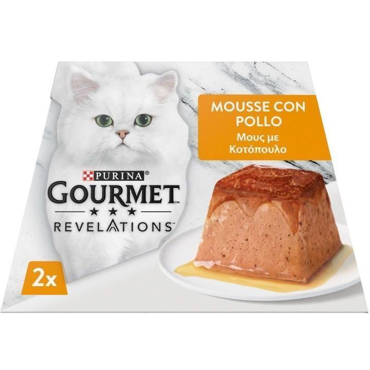 Вологий корм для дорослих котів Gourmet Revelations Мус з куркою та підливкою 2*57 гфото1