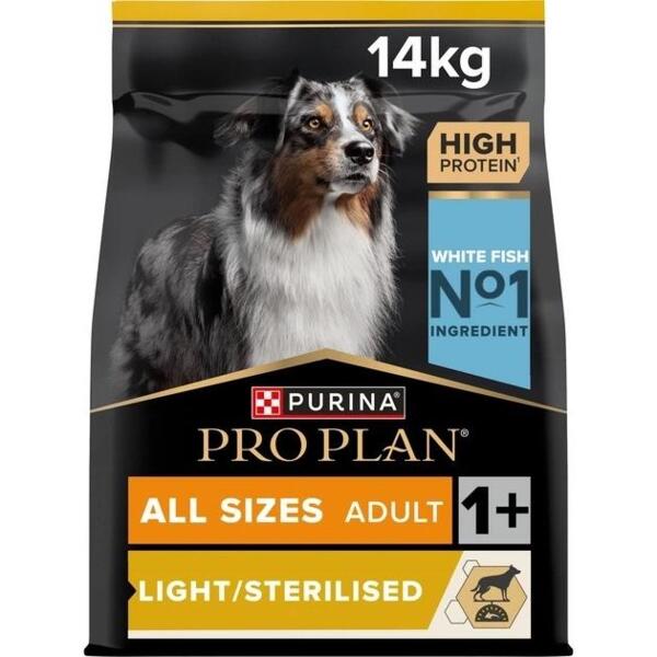 

Сухой корм для взрослых собак Purina Pro Plan с избыточной массой тела и/или стерилизованных с белой рыбой 14 кг