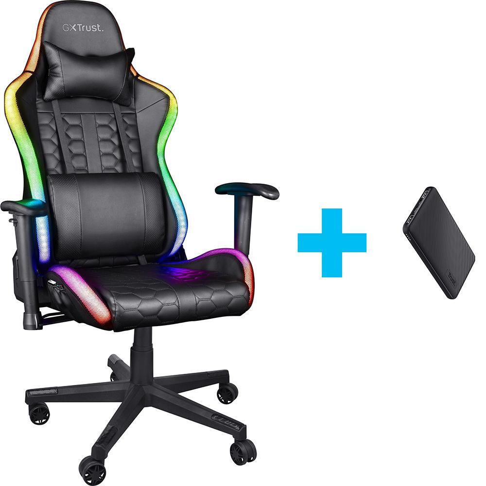 Кресло игровое Trust GXT 716 RGB Rizza Black + Powerbank Trust