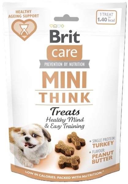 

Лакомства для собак мелких пород Brit Care Mini Treats Think с индейкой вкус арахисового масла 50 г