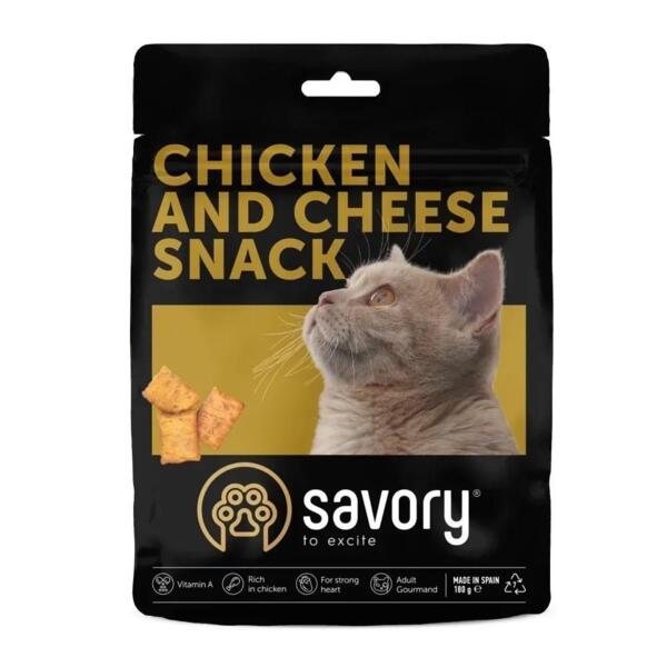 

Хрустящие лакомства для взрослых привередливых котов Savory Cats Snacks Pillows Gourmand подушечки курица и сыр 180 г