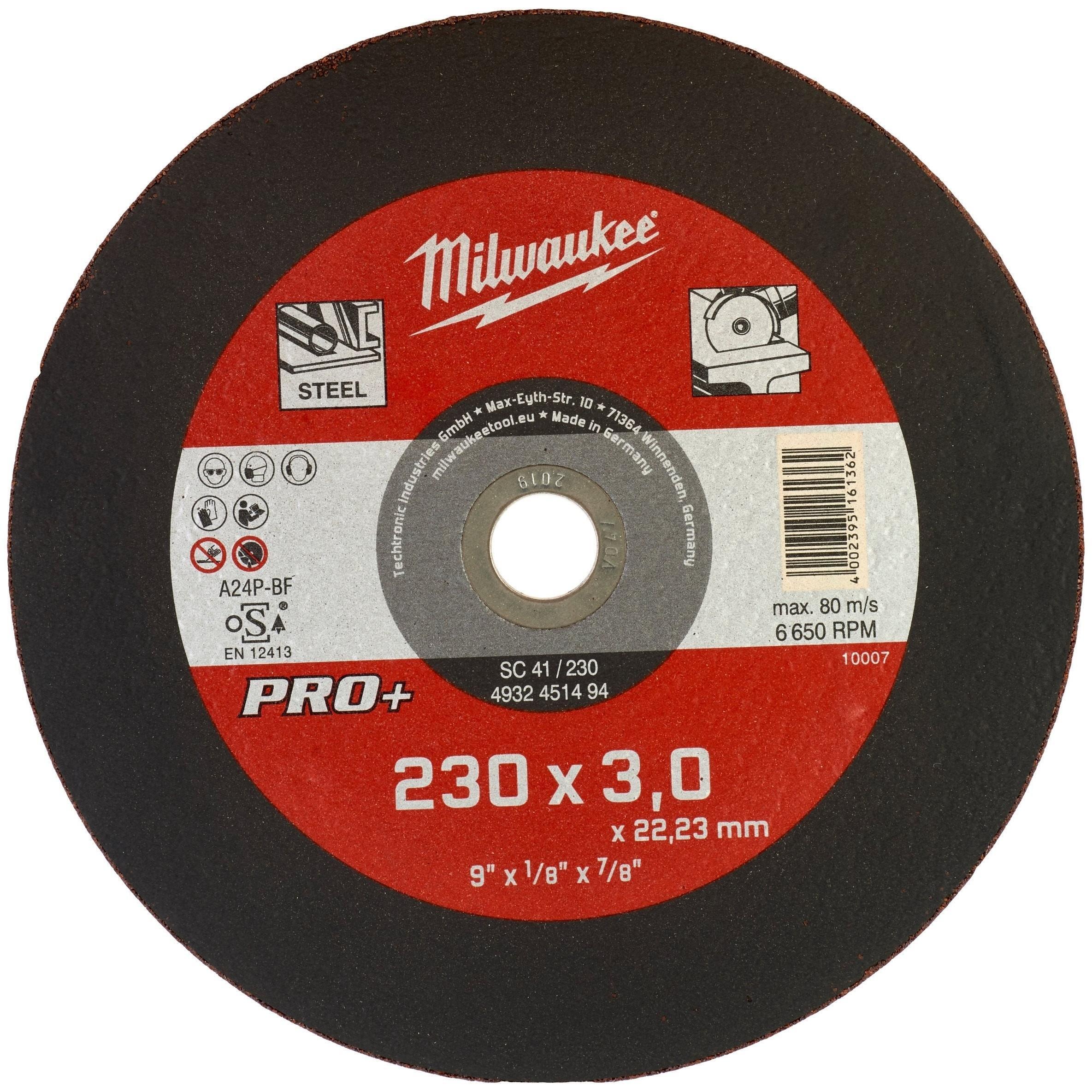 Диск відрізний Milwaukee по металу PRO+, 230х3х22.23мм (4932451494)фото1