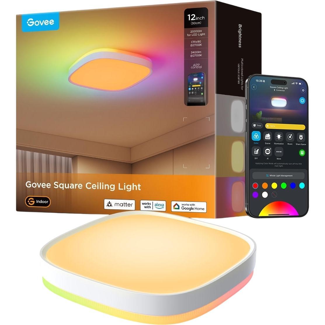 Світильник стельовий Govee Smart Square Ceiling Light 30cm, білий (H80A4C01)фото