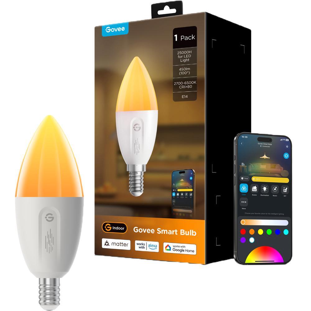 Лампа розумна Govee H600C, E14, 5W, 450Lm, WI-FI/Bluetooth, білий (B600CC02)фото1