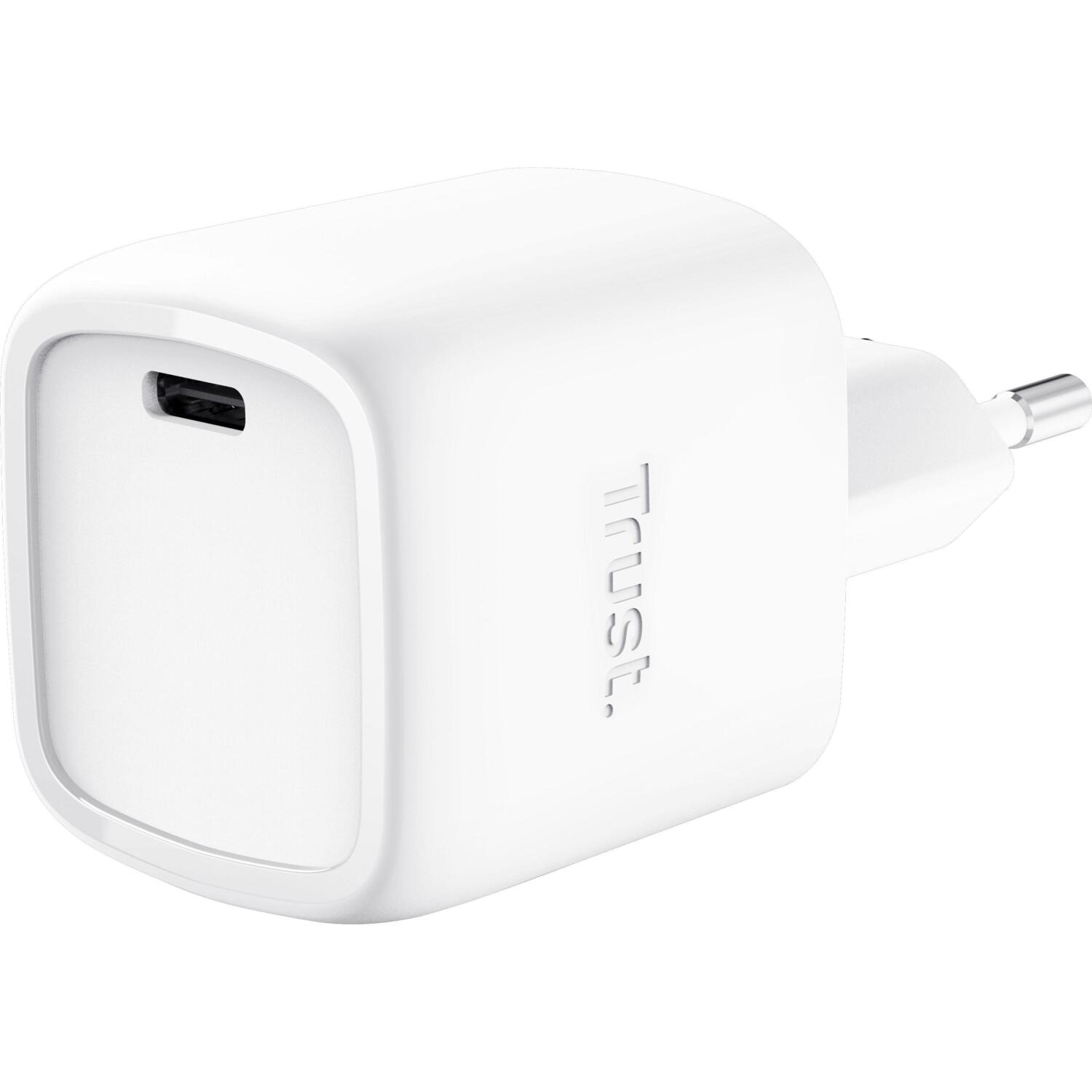 Зарядное устройство сетевое Trust Maxo 30Вт, GaN, USB-C, PD/PPS, White (25520_TRUST) фото 