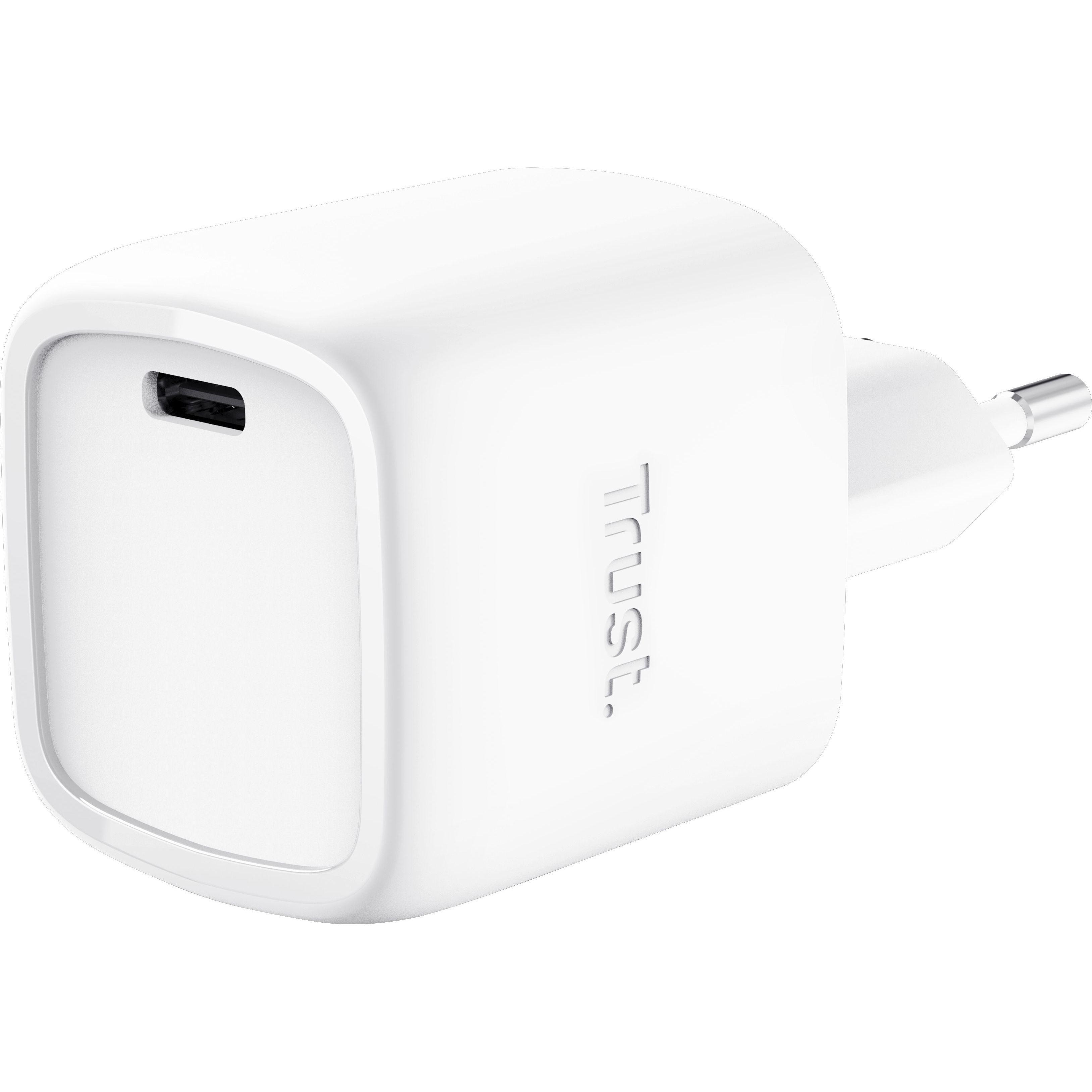 Зарядное устройство сетевое Trust Maxo 30Вт, GaN, USB-C, PD/PPS, White (25520_TRUST) фото 1