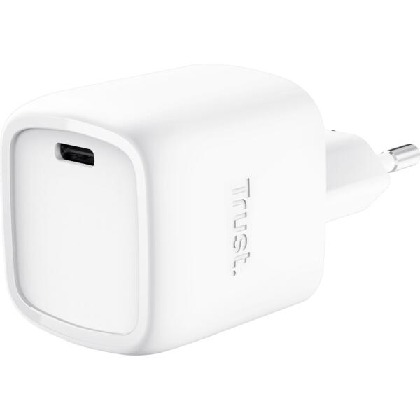Зарядное устройство сетевое Trust Maxo 30Вт, GaN, USB-C, PD/PPS, White (25520_TRUST)