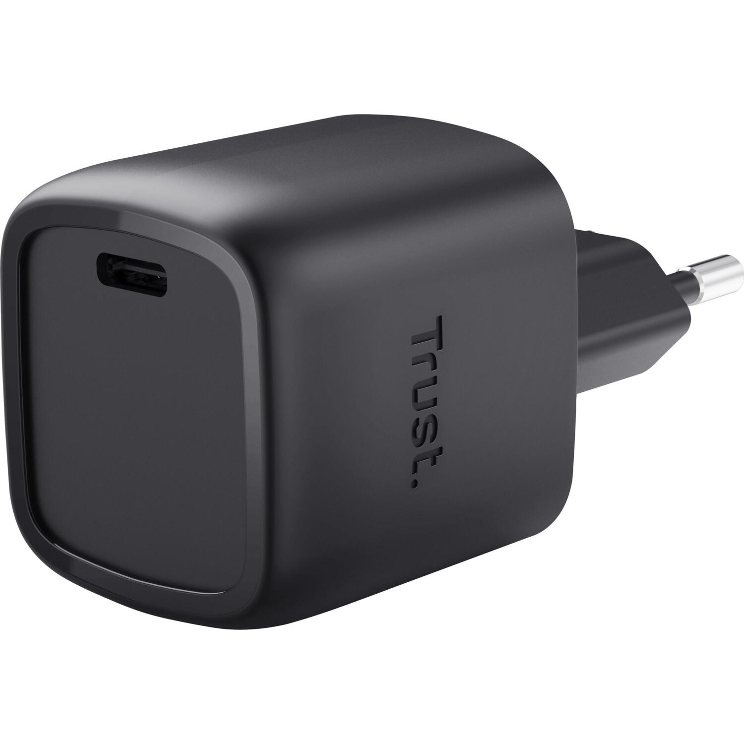 Зарядное устройство сетевое Trust Maxo 30Вт, GaN, USB-C, PD/PPS, Black (25519_TRUST) фото 