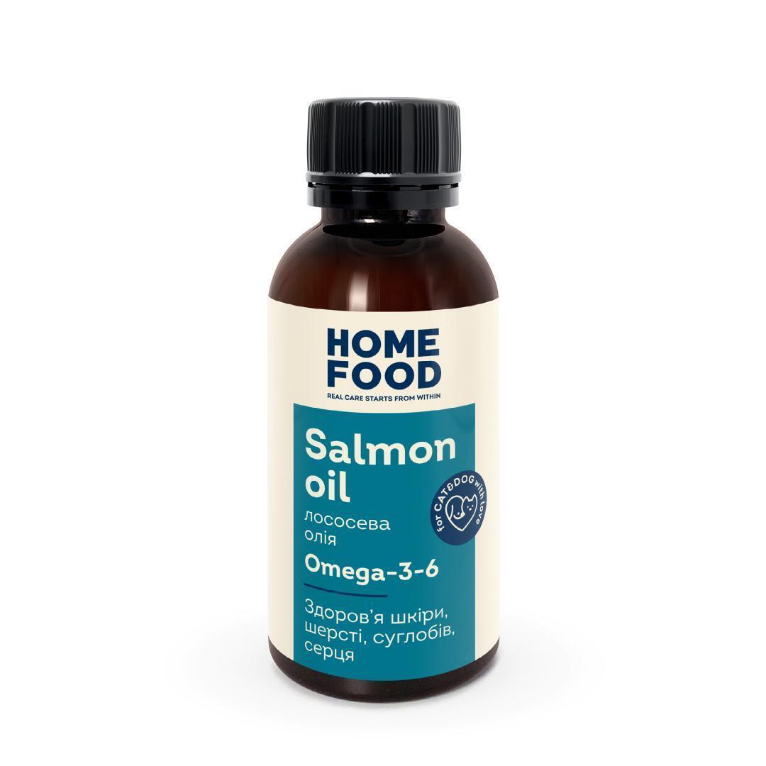 Лососева олія для собак та котів Home Food для здоров'я шкіри та блиску вовни 100 млфото1