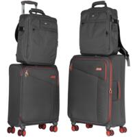 Набор чемоданов 2E, Trek, (M+S), TSA, 4 колеса, + 2 рюкзака Cabin (2E-BPET-CABIN-GR), полиестр, серые