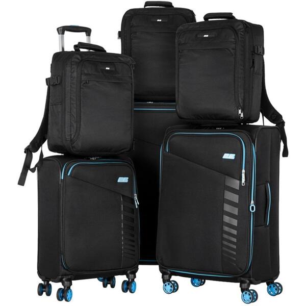 

Набор чемоданов 2E, Trek, (L+M+S), TSA, 4 колеса, + 3 рюкзака Cabin (2E-BPET-CABIN-BK), полиестр, черные
