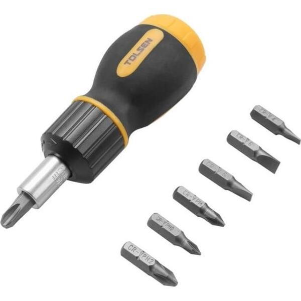 

Отвертка с набором бит Tolsen, 1/4", 7шт (20033)