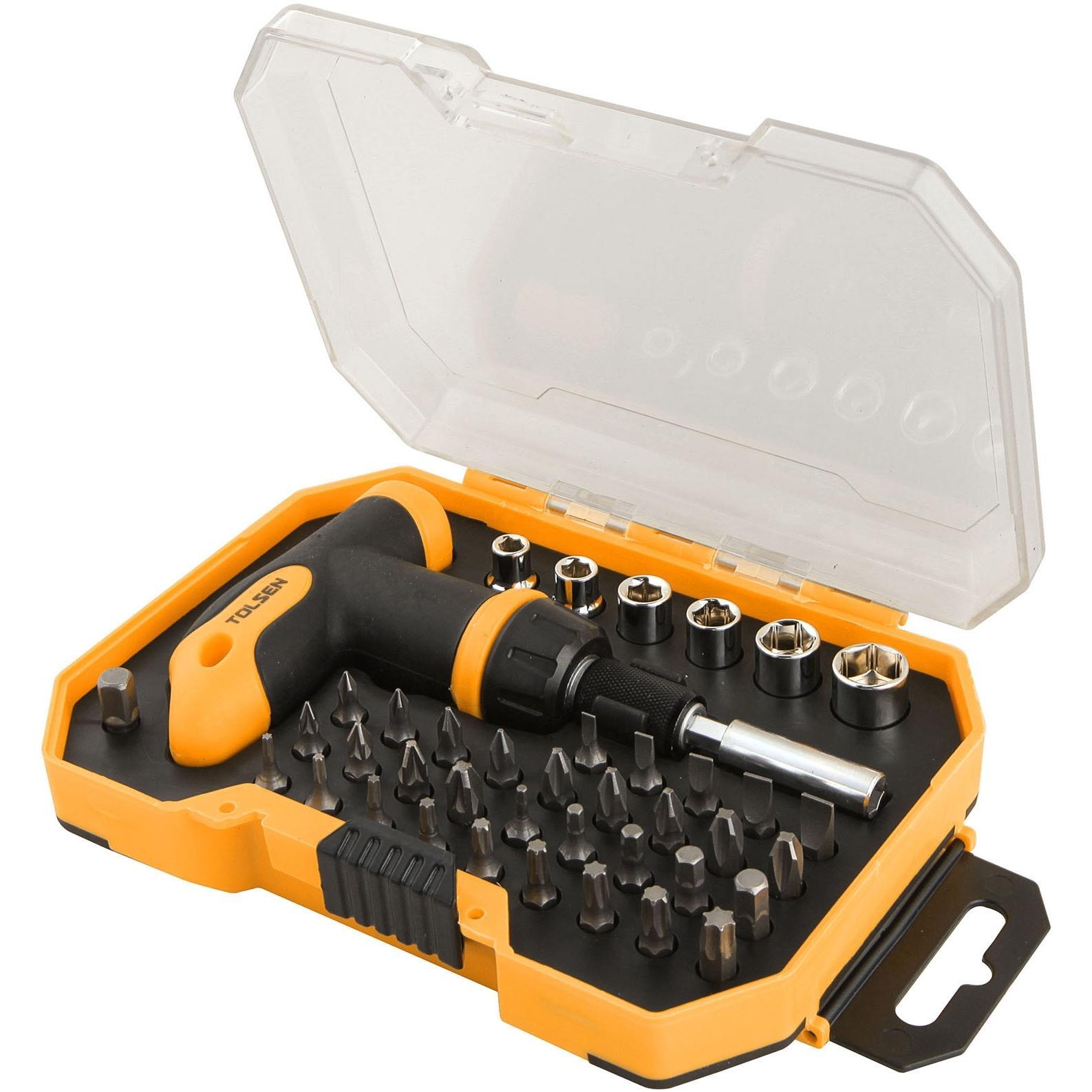 Отвертка с набором бит Tolsen, 1/4", 41шт (20036) фото 1