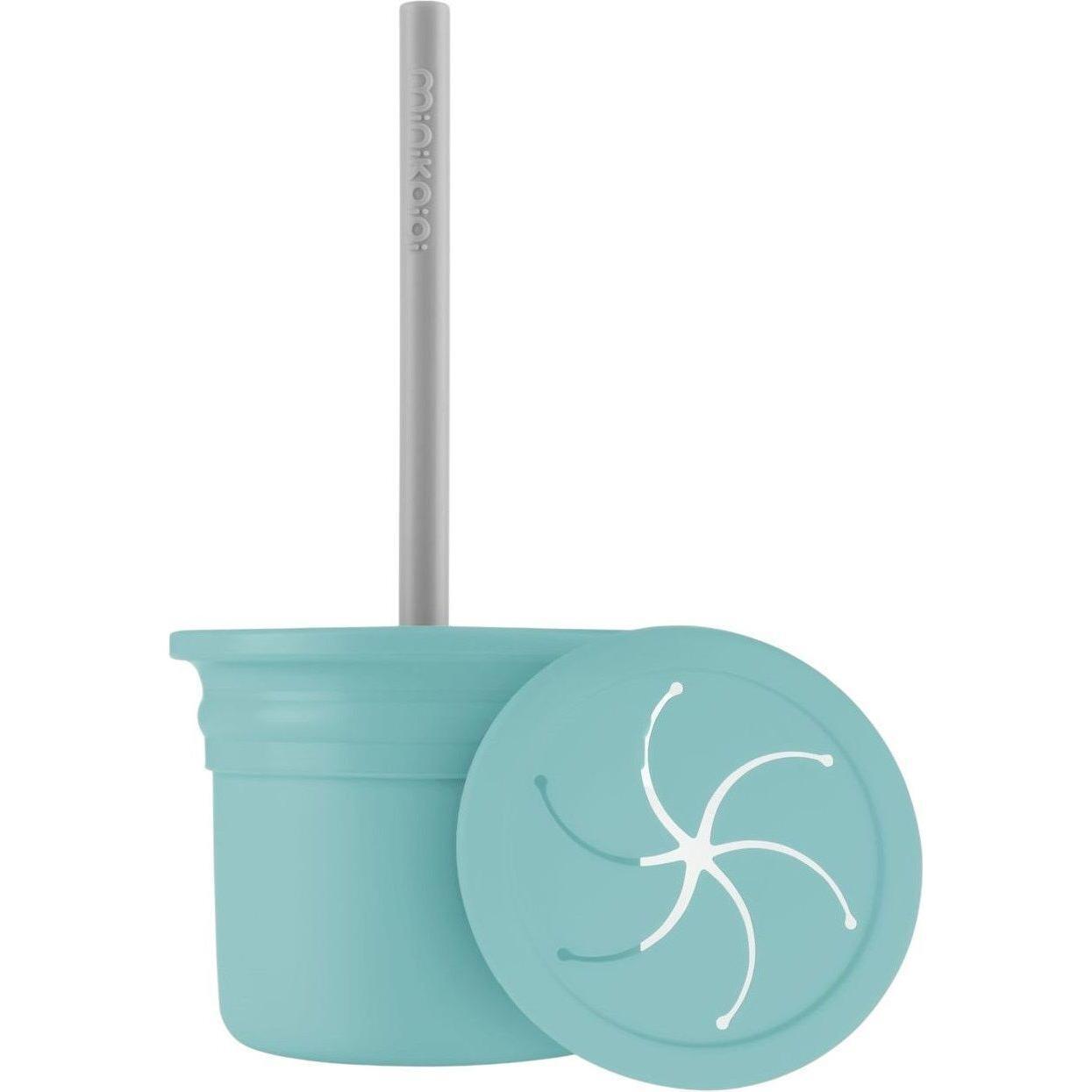 Чашка-контейнер з трубочкою MinikOiOi Sip+Snack - Aqua Green/Powder Grey (101100107)фото1
