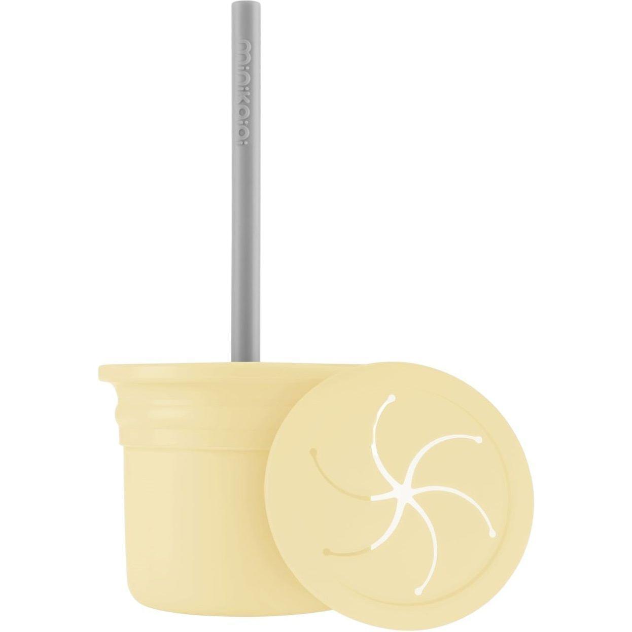 Чашка-контейнер з трубочкою MinikOiOi Sip+Snack - Mellow Yellow/Powder Grey (101100103)