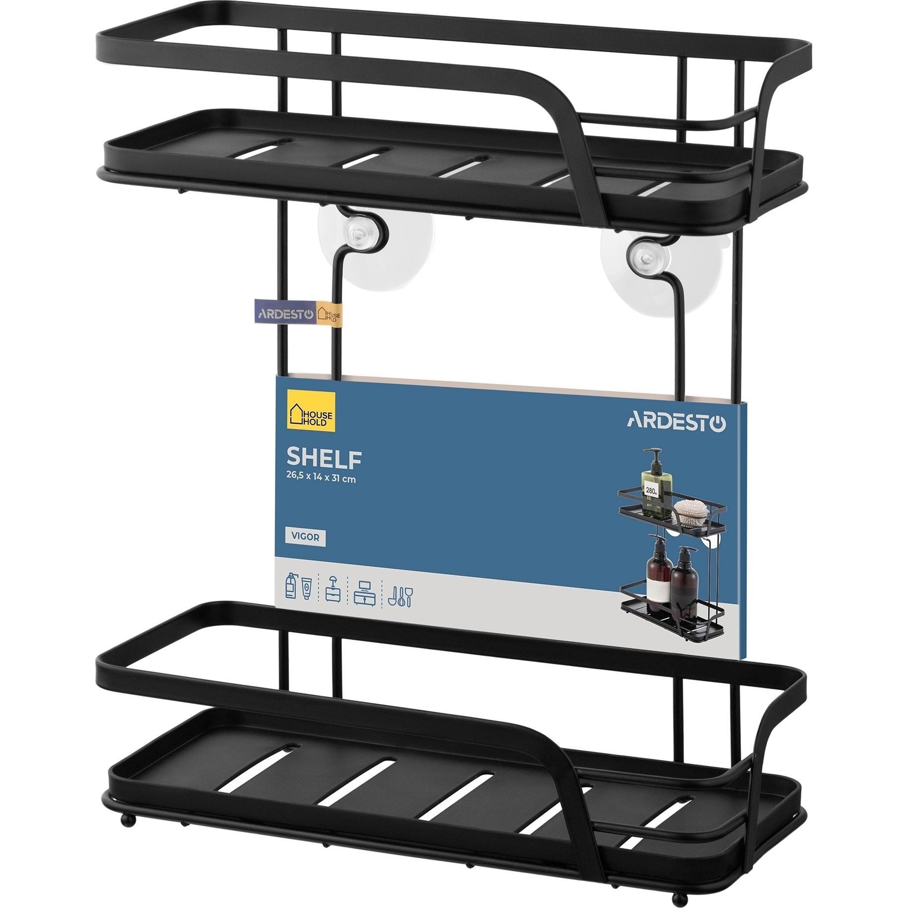 Полиця 2-ярусна ARDESTO Vigor 26.5х14х31см, чорний (ARHK4504PB)фото1
