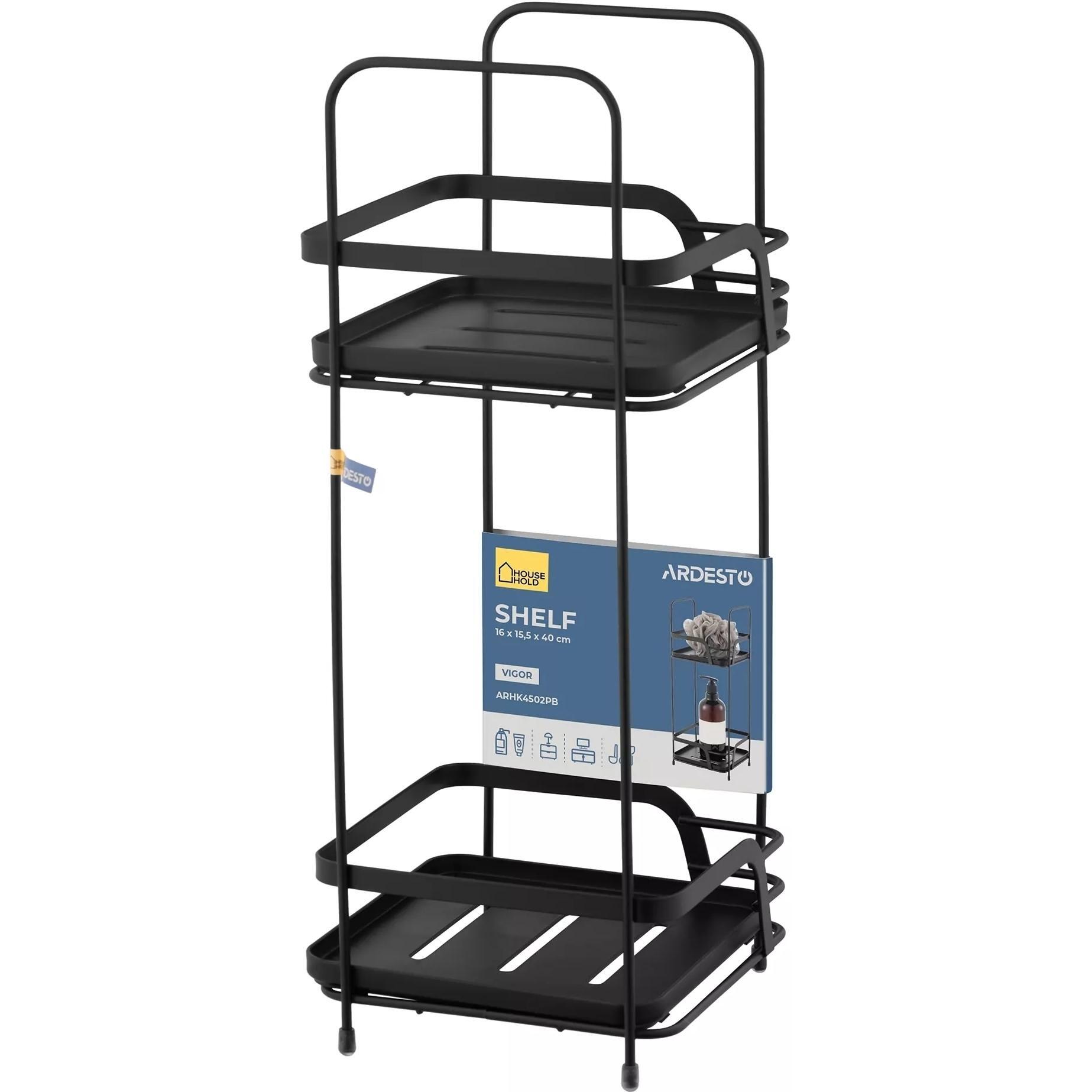 Полиця ARDESTO Vigor 2-ярусна 16х15.5х40см, чорна (ARHK4502PB)фото1