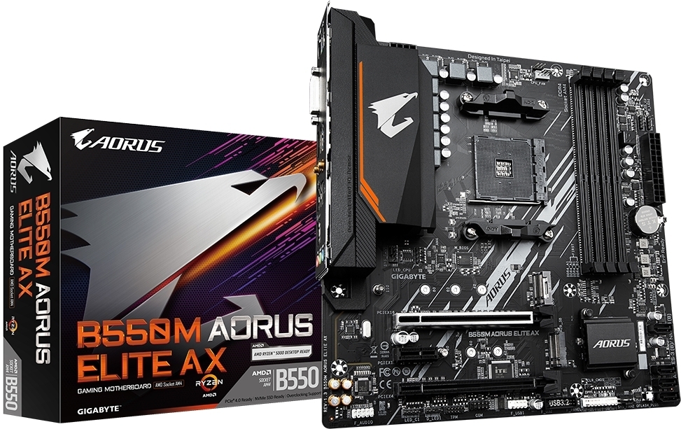 Материнская плата GIGABYTE AMD B550 SAM5 MATX (B550M_AORUS_ELITE_AX)