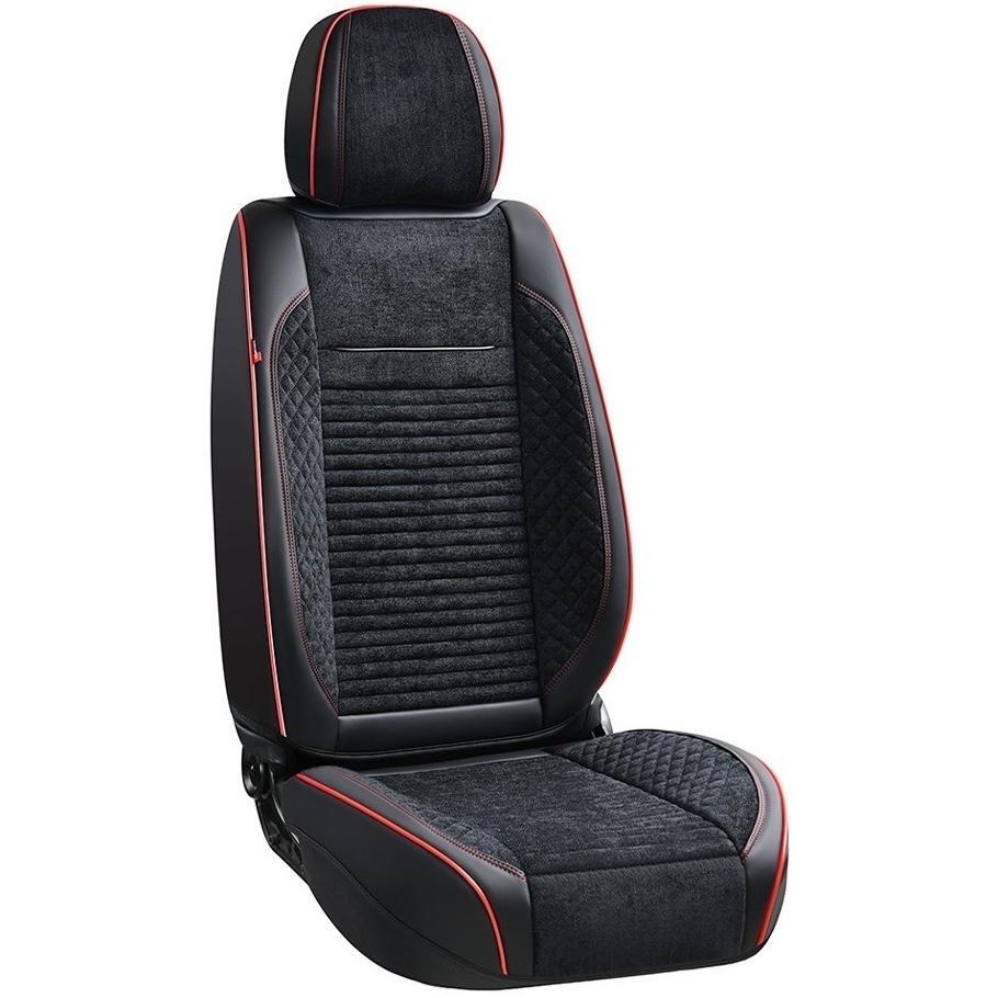 Набор чехлов V-8866 Bk/RdL полный к-т экокожа черные фото 1