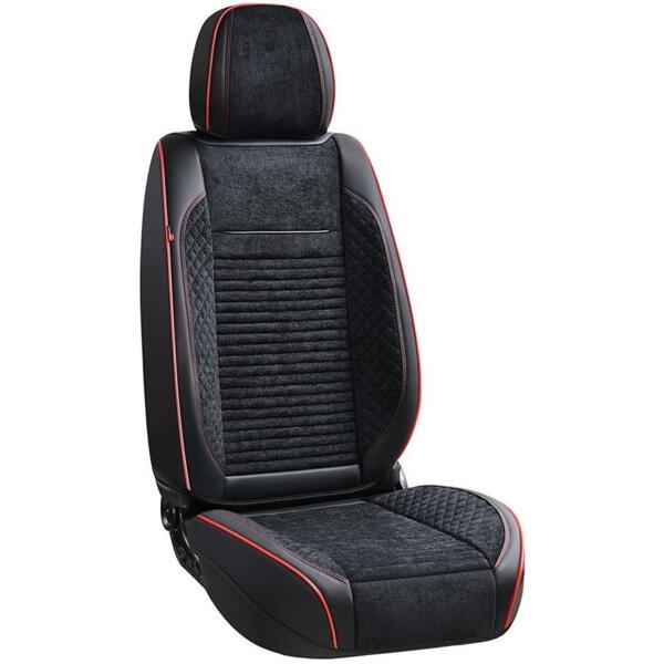 Набор чехлов V-8866 Bk/RdL полный к-т экокожа черные