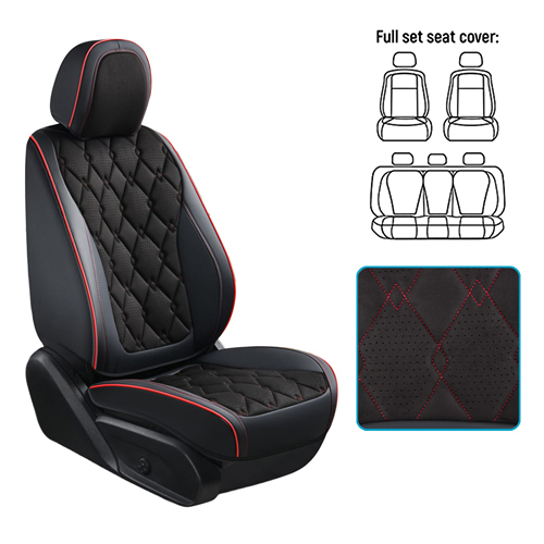 Набор чехлов V-8890 Bk/RdL полный к-т экокожа черные фото 1