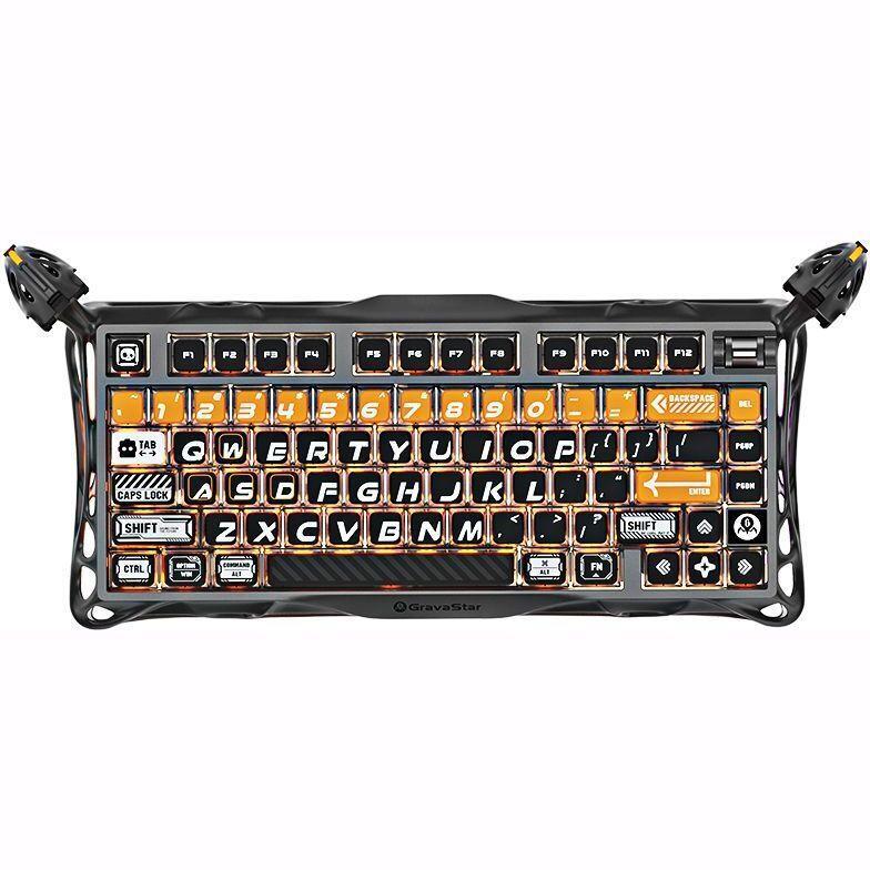 Клавіатура GravaStar Mercury K1 Pro GravaStar x Kailh Speedy Mint, EN, BT/WL/USB, CyberFlare (GS_K1_PRO_BO_BLK)фото1