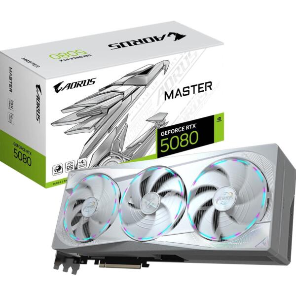 

Видеокарта GIGABYTE Graphic Adapter GeForce RTX 5080 16GB GDDR7 AORUS MASTER ICE (GV-N5080AORUSM_ICE-16GD)