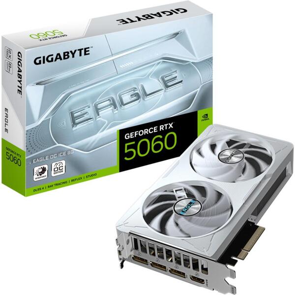 

Видеокарта GIGABYTE GeForce RTX 5060 8GB GDDR7 EAGLE OC ICE (GV-N5060EAGLEOC_ICE-8GD)