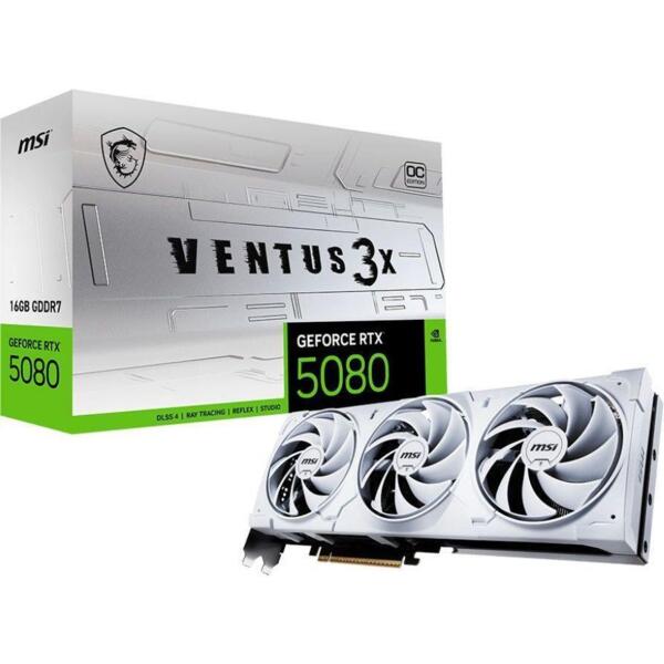 

Видеокарта MSI GeForce RTX 5080 16GB GDDR7 VENTUS 3X OC WHITE (912-V531-443)
