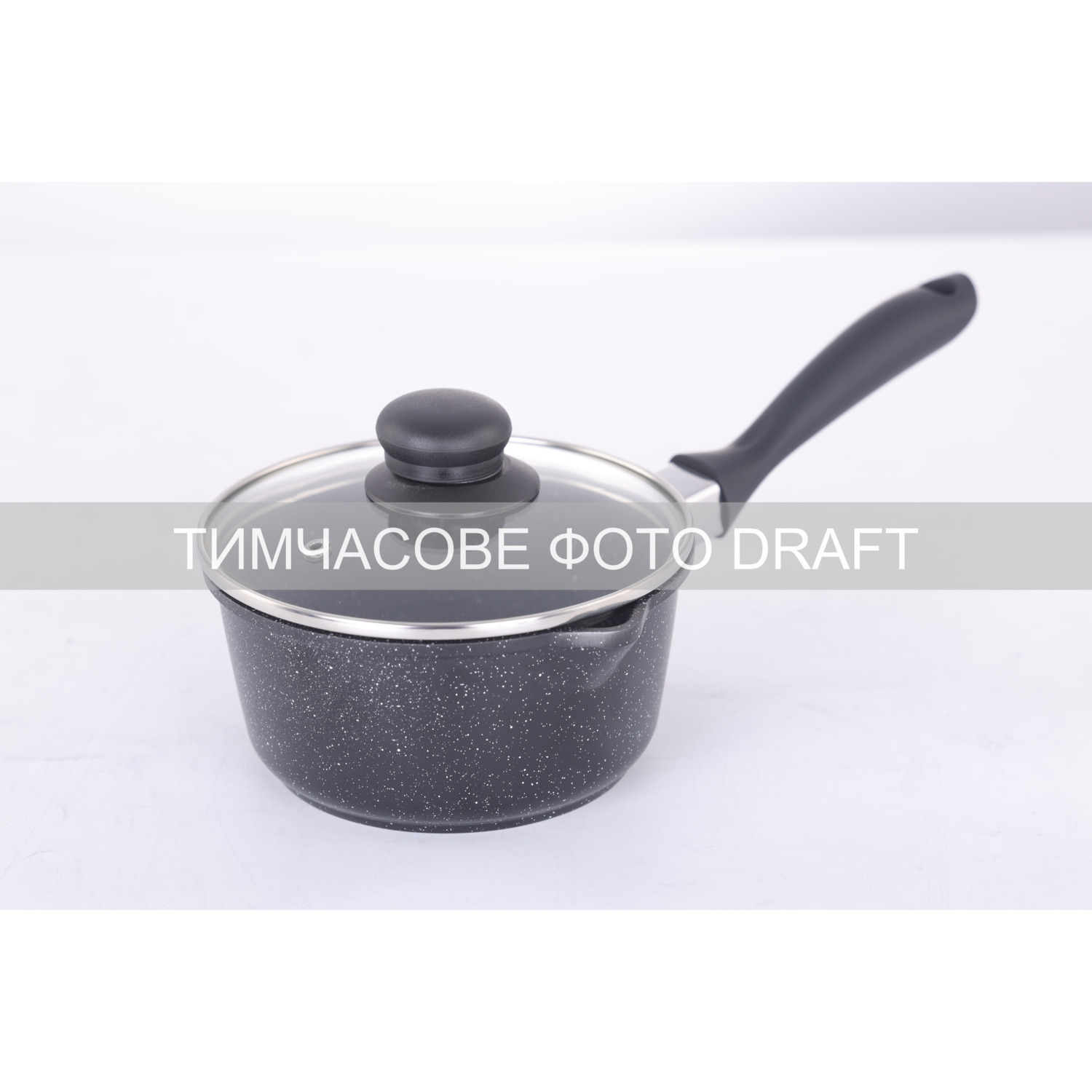 Ковш со стеклянной крышкой Ardesto Gemini Anzio, 1.2л, черный (AR2412GES) фото 