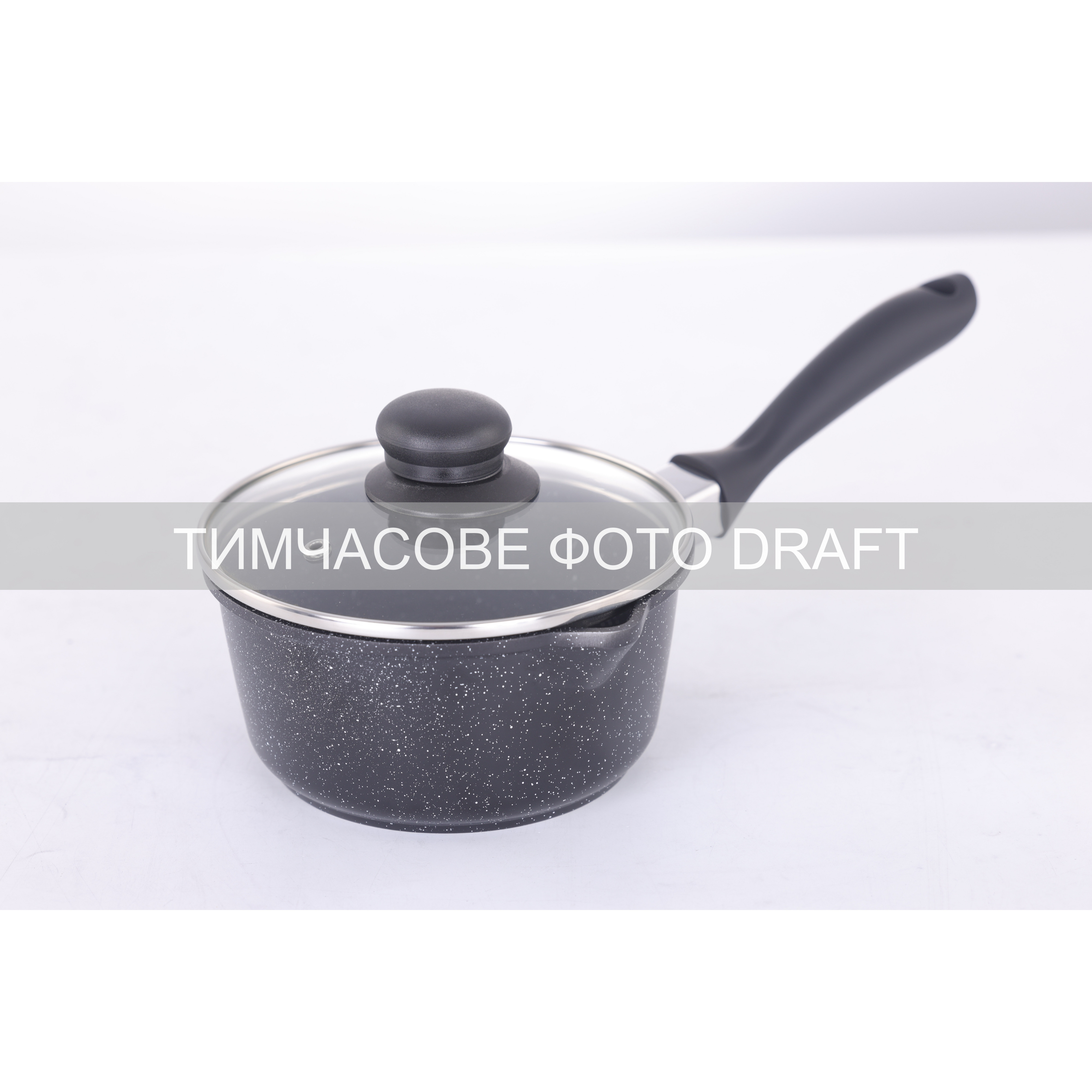 Ковш со стеклянной крышкой Ardesto Gemini Anzio, 1.2л, черный (AR2412GES) фото 1