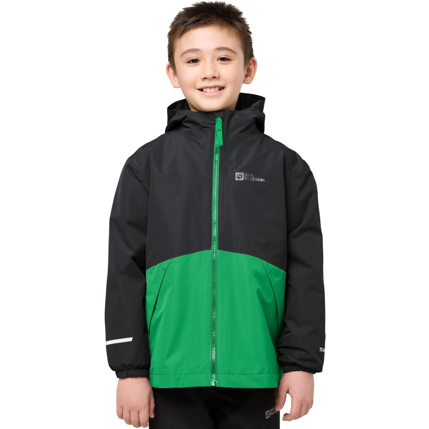Куртка детская Jack Wolfskin Iceland 3In1 Jacket K 1610081_E0206 128 черная, зеленая