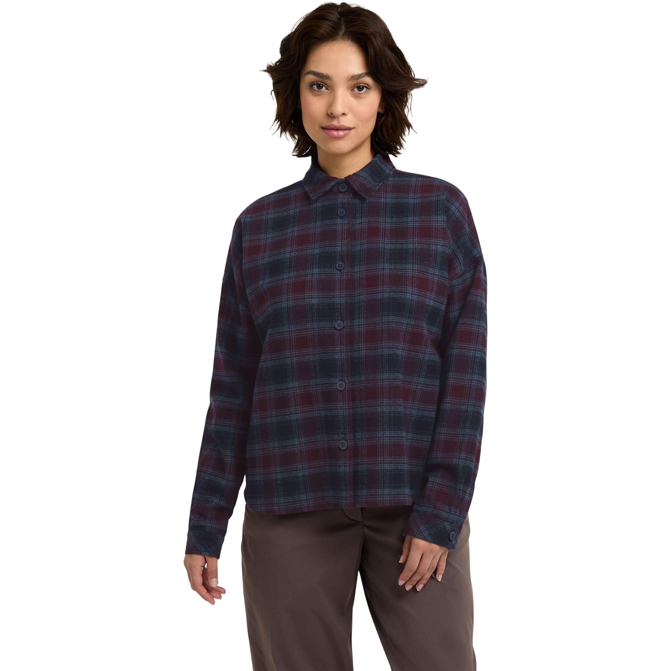 Сорочка жіноча Jack Wolfskin Baja Flannel Shirt W A65077_T0003 L сливова/синяфото1