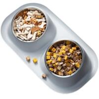 Кормушка двойная с металлическими мисками Lapka (LPK-25) серый