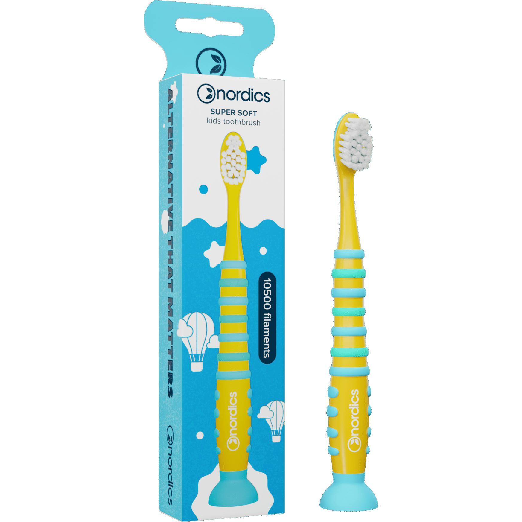 Зубная щетка детская премиум Nordics Rocket 10500 Super Soft желтая фото 1