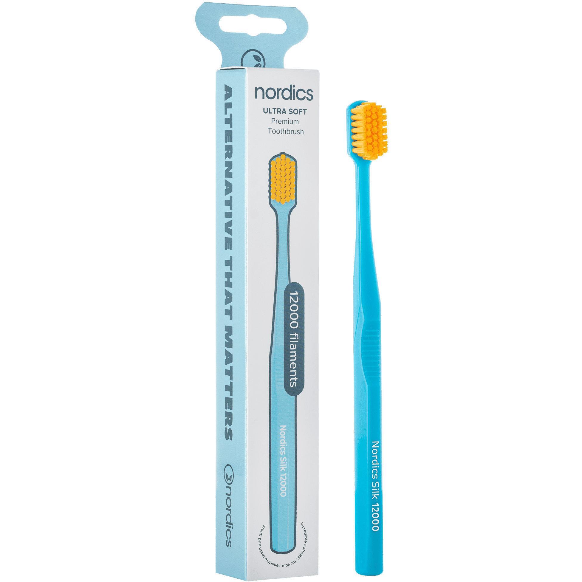 Щітка преміальна Nordics SILK 12000 Ultra Soft для чутливих зубів, блакитнафото1