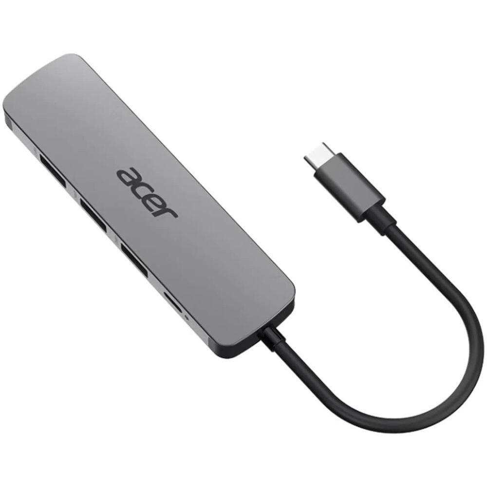 USB хаб Acer USB-С to 3xUSB-A3.0/HDMI/USB-C, 0.15m, Gray (HP.DSCAB.021) фото 1